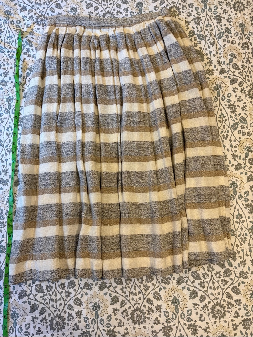 Evan Picone Beige and Cream Striped Circle Skirt